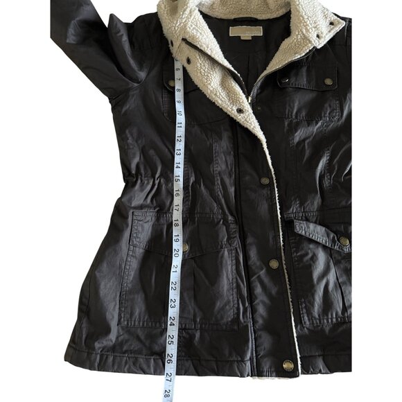 Michael Kors Womens Brown Quilted Jacket Fleece Edge Accent Hidden-Hood Size M - Picture 8 of 10